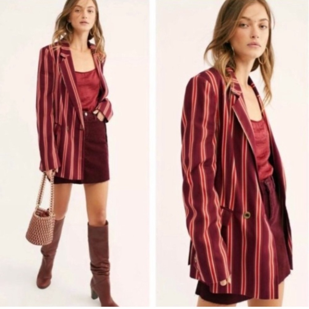 Free People red striped blazer